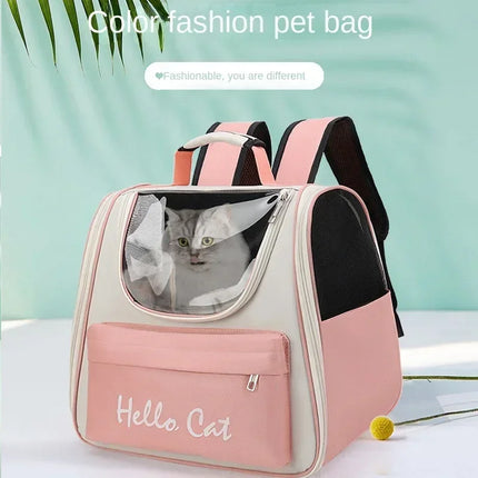 Windproof Cat Carrier Backpack with Cushion - Oxford PVC, 37x25x34cm, 6 Colors