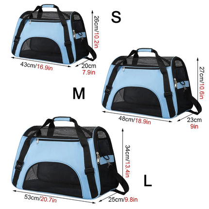 Oxford Airline Approved Soft-Sided Pet Carrier - S(43x20x26cm) / M(48x23x27cm) / L(53x25x34cm), 8 Colors