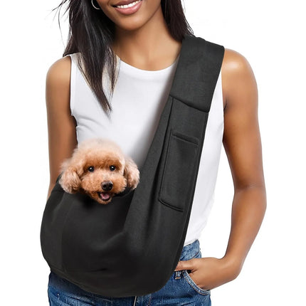 Premium Puppy Sling Carrier - up to 10lb, Safety Buckle, Front Pocket, Gray/Black/Other Style