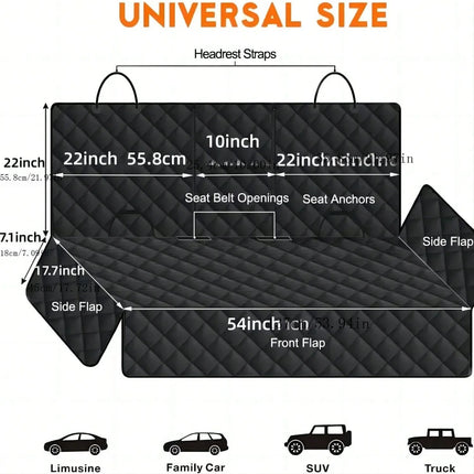 Dog Car Seat Cover with Middle Armrest Access - Waterproof Pet Travel Carrier Mat