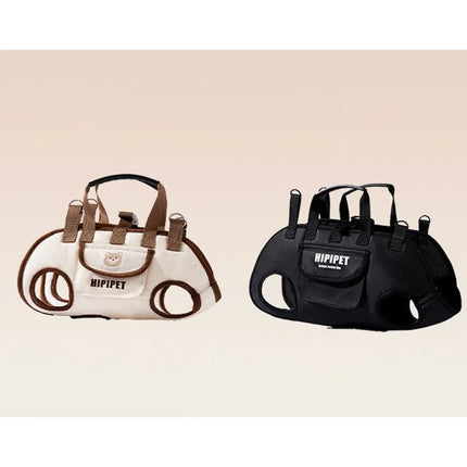 Diagonal Pet Carrier Bag - Spine-Friendly Crossbody, 2-11.5kg, Black/Brown