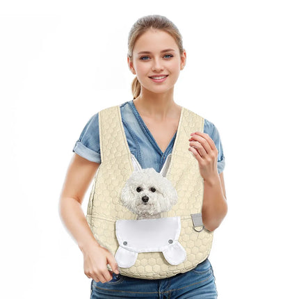 Portable Pet Chest Backpack - Travel Carrier for Cats & Dogs, Gray/White