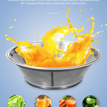 Qcen Juicer Machine, 500W Centrifugal Juicer Extractor with Wide Mouth 3” Feed Chute for Fruit Vegetable, Easy to Clean