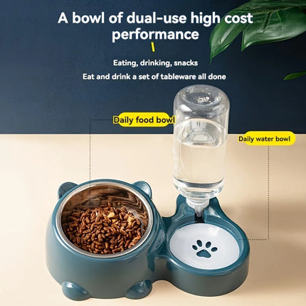 Gravity Pet Feeder & Water Dispenser Set - 15° Tilted Slanted Mouth, No Battery or Power Needed