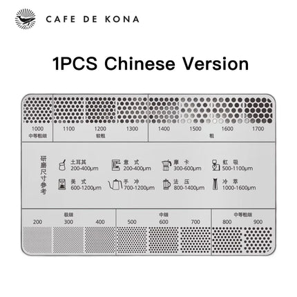 Ground Coffee Grind Reference Card Size 200-1700um Coffee Accessories Conversion Card For Common Brewing Related Conversions