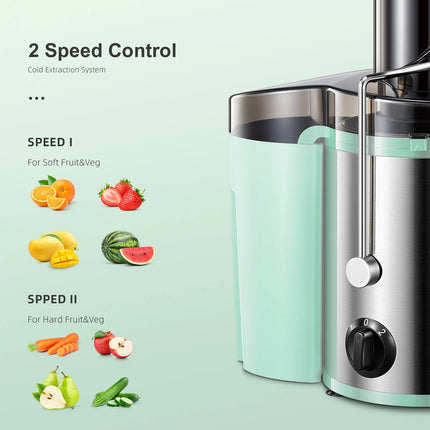 Juicer Machine, 800W Centrifugal Juicer Extractor with Wide Mouth 3” Feed Chute for Fruit Vegetable, Easy to Clean, Stainless St
