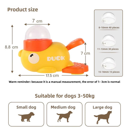 Duck Slow Feeder Dog Bowl - Interactive Snack Dispenser, Anti-Swallowing for Small & Medium Pets