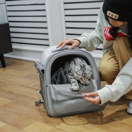 Large Transparent Capsule Pet Backpack - Breathable Outdoor Carrier, Yellow/Pink/Black/Grey