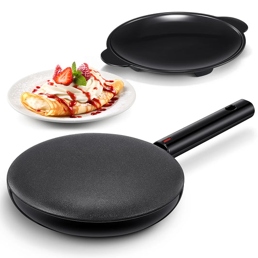 Electric Crepe Maker, 8 Inch Portable Crepe Maker Machine With Not-Stick Dipping Plate, Automatic Temperature Control