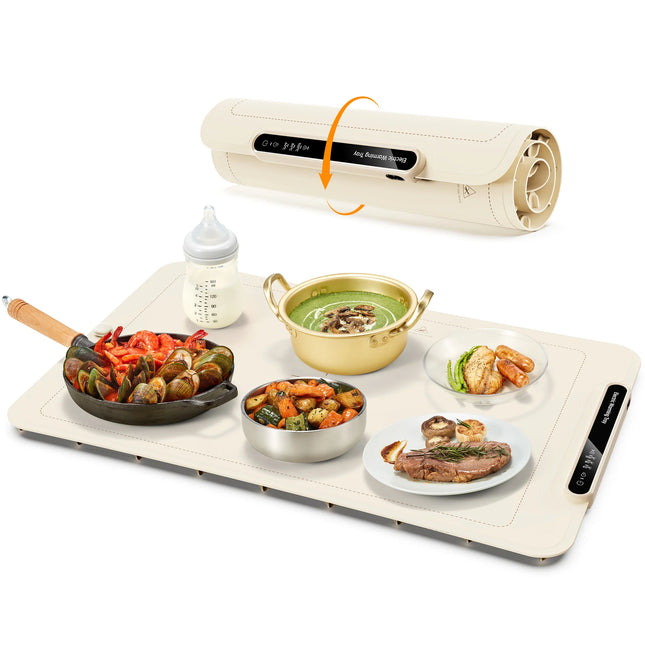 Electric Warming Tray, Yabano Foldable Food Warming Mat with 3 Temperature Settings, Auto Shut-Off Food Warmer for Buffet
