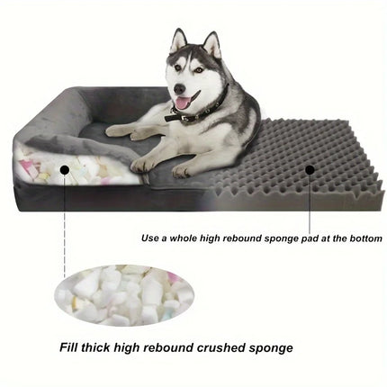 Extra Large Orthopedic Dog Sofa Bed - Coral Fleece, Support Foam, Removable Cover (L-XXXL)