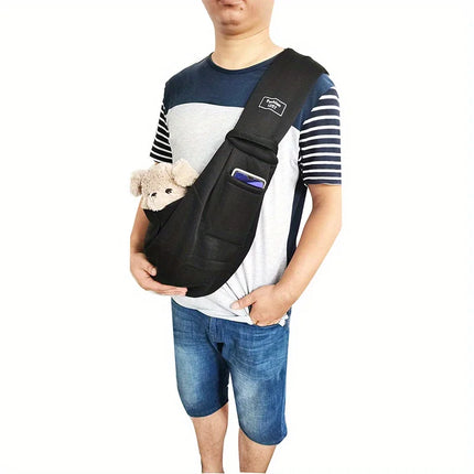 Hands-Free Double-Sided Dog Sling Crossbody Bag - Portable Outdoor Shoulder Carrier, Beige/Blue/Black/Gray