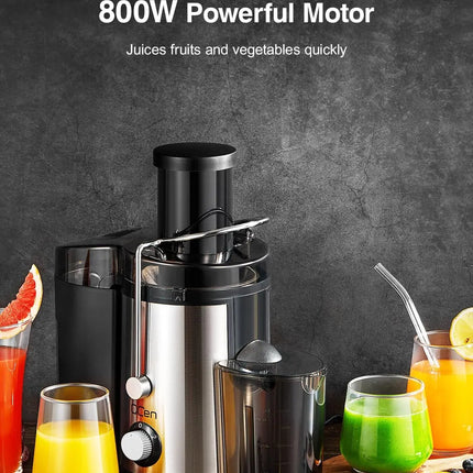 Juicer Machine, 800W Centrifugal Juicer Extractor with Wide Mouth 3” Feed Chute for Fruit Vegetable, Easy to Clean, Stainle