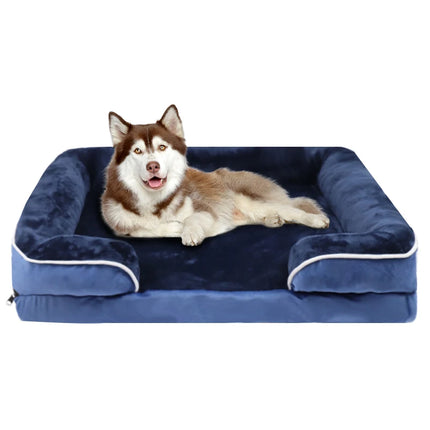 Extra Large Orthopedic Dog Sofa Bed - Coral Fleece, Support Foam, Removable Cover (L-XXXL)