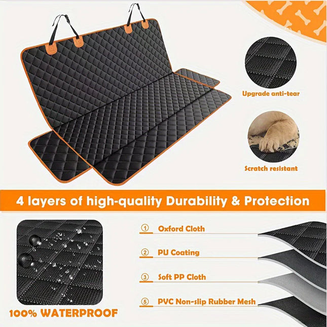 Dog Car Seat Cover Hammock - Waterproof Travel Mat for Small, Medium & Large Dogs
