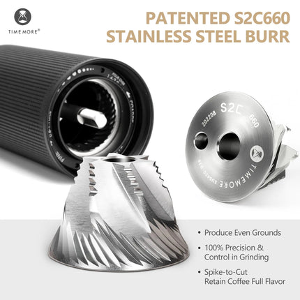 TIMEMORE Chestnut C3S Pro / C3ESP Pro Manual Coffee Grinder With Foldable Crank S2C Burr Inside Portable Hand Espresso Grinder