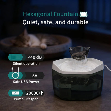 1.2L USB Cat Water Fountain - Pet Drinking Dispenser for Cats & Small to Medium Dogs
