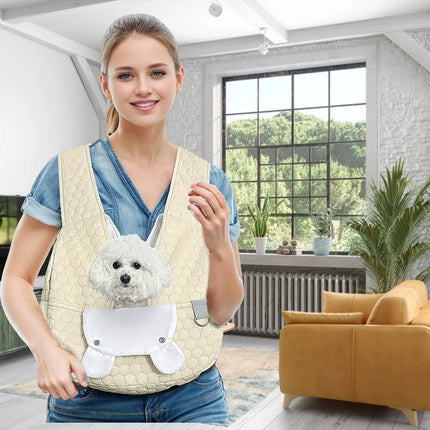 Portable Pet Chest Backpack - Travel Carrier for Cats & Dogs, Gray/White