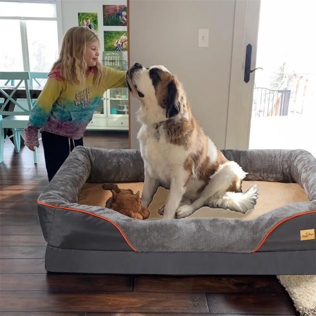BINGOPAW Extra Large Orthopedic Dog Sofa Bed - Waterproof Sponge Foam, Removable Cover (L-XXXL)