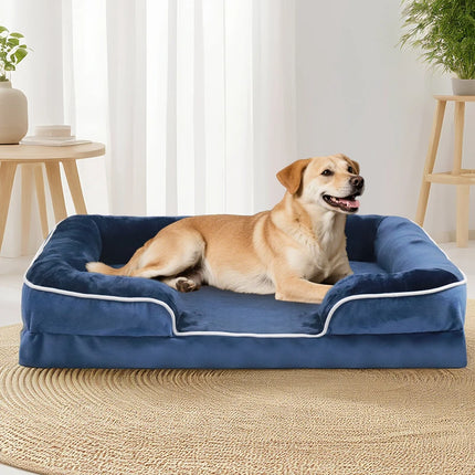 Extra Large Orthopedic Dog Sofa Bed - Coral Fleece, Support Foam, Removable Cover (L-XXXL)