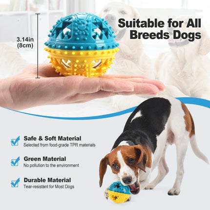 Dog Chew Toy - Rubber Teeth Grinding & Treat Dispensing Ball with Bell