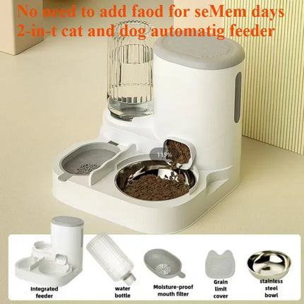 Integrated Cat Bowl Slow Feeder & Water Dispenser Set - Food-Grade Plastic for Cats & Dogs