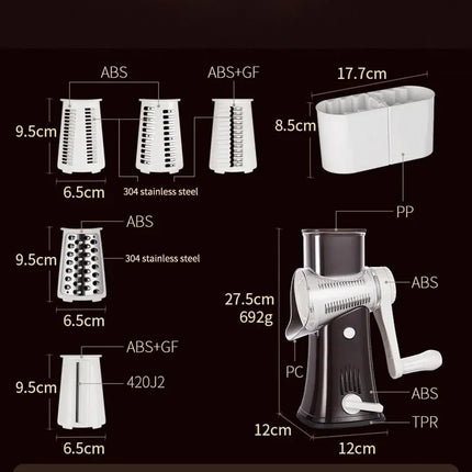 Vegetable Slicer Cutter Manual Drum Grater Multifunction Rotary Cheese Grater Kitchen Veggie Chopper Food Shredder Meat Grinder