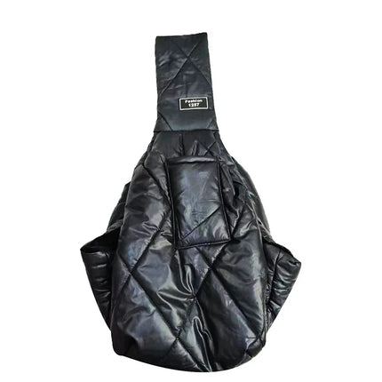 ZHUOJI Winter Cotton Pet Sling Carrier - 75x50x30cm, up to 7.5kg, Safety Leash, Front Pocket, Black/Grey/Green/Apricot