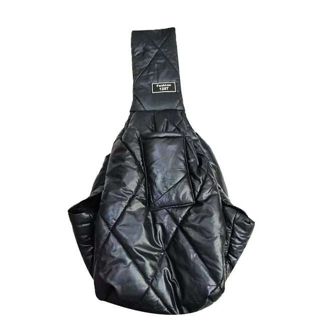 ZHUOJI Winter Cotton Pet Sling Carrier - 75x50x30cm, up to 7.5kg, Safety Leash, Front Pocket, Black/Grey/Green/Apricot