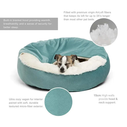 Orthopedic Dog Bed with Hooded Blanket - Waterproof Corduroy, Machine Washable (S/M/L)