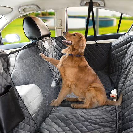 Dog Car Seat Cover Hammock with Safety Belt - Waterproof Nylon for Large Dogs, SUVs & Trucks