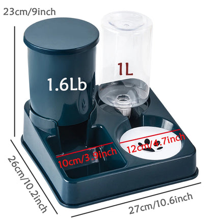 2-in-1 Gravity Pet Feeder & Water Dispenser Set - Tilted Automatic Food and Water for Cats & Dogs