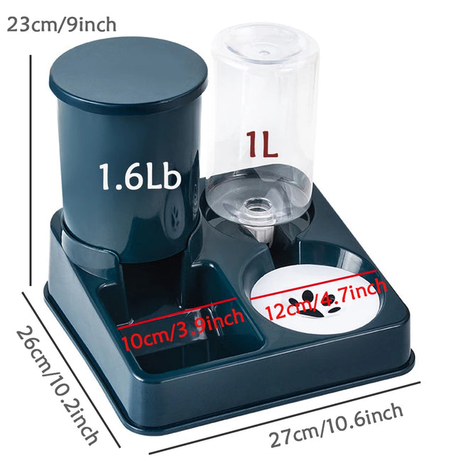 2-in-1 Gravity Pet Feeder & Water Dispenser Set - Tilted Automatic Food and Water for Cats & Dogs