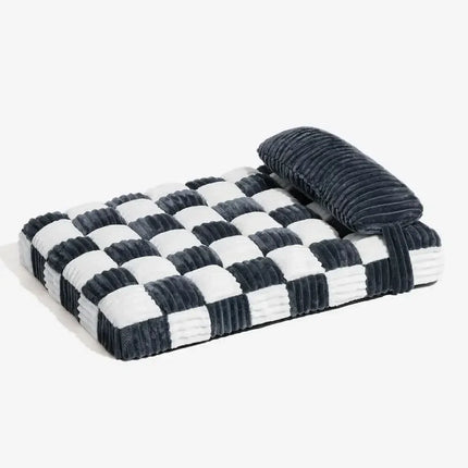 Handmade Plush Orthopedic Dog Bed with Pillow - Color Block Corduroy, Non-Slip (M/L/XL)