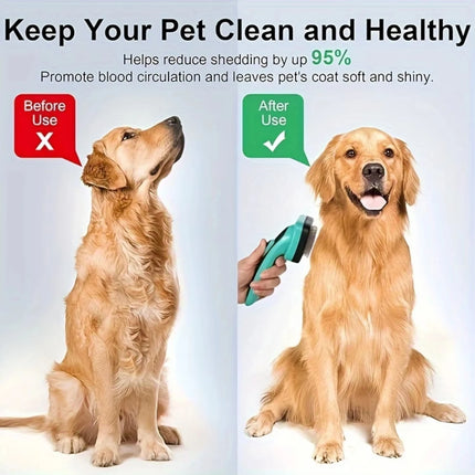 Self-Cleaning Slicker Brush for Dogs & Cats - Grooming & Deshedding Tool