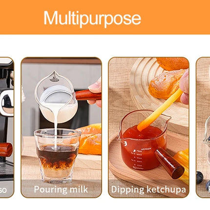 Double Pour Spout Heat Resistant Glass Measuring Cup Coffee Cup High Borosilicate Glass 75ml Espresso Transfer Cup Milk Cup