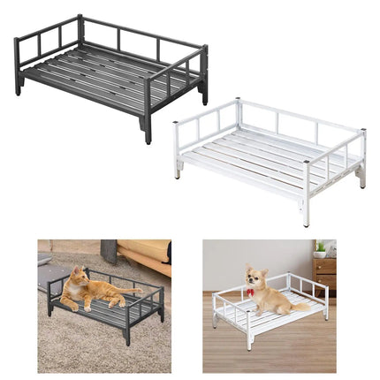 Elevated Dog Bed with Rails - Adjustable Height Metal Frame, Non-Slip Feet, 60x40cm