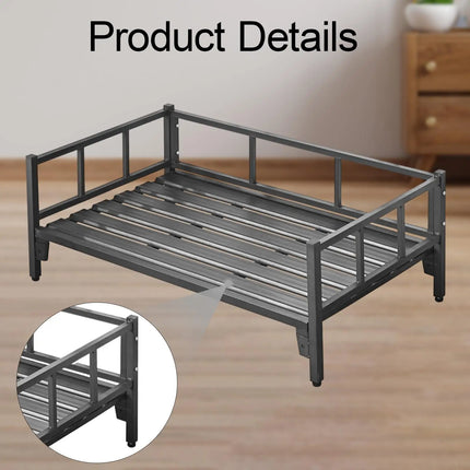 Elevated Dog Bed with Rails - Adjustable Height Metal Frame, Non-Slip Feet, 60x40cm
