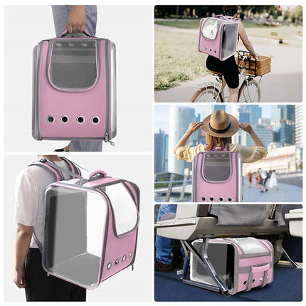 Space Capsule Transparent Pet Carrier Bag - Breathable Bicycle Carrier for Cats & Dogs, 4 Colors