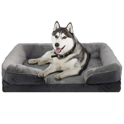 Extra Large Orthopedic Dog Sofa Bed - Coral Fleece, Support Foam, Removable Cover (L-XXXL)