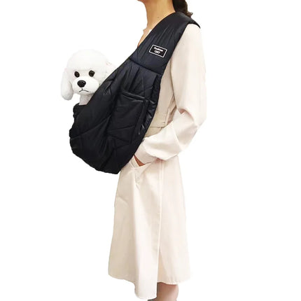 ZHUOJI Winter Cotton Pet Sling Carrier - 75x50x30cm, up to 7.5kg, Safety Leash, Front Pocket, Black/Grey/Green/Apricot