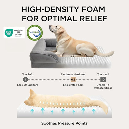 Orthopedic Dog Bed - Waterproof Corduroy with Removable Cover, Joint Pain Relief for Dogs & Cats