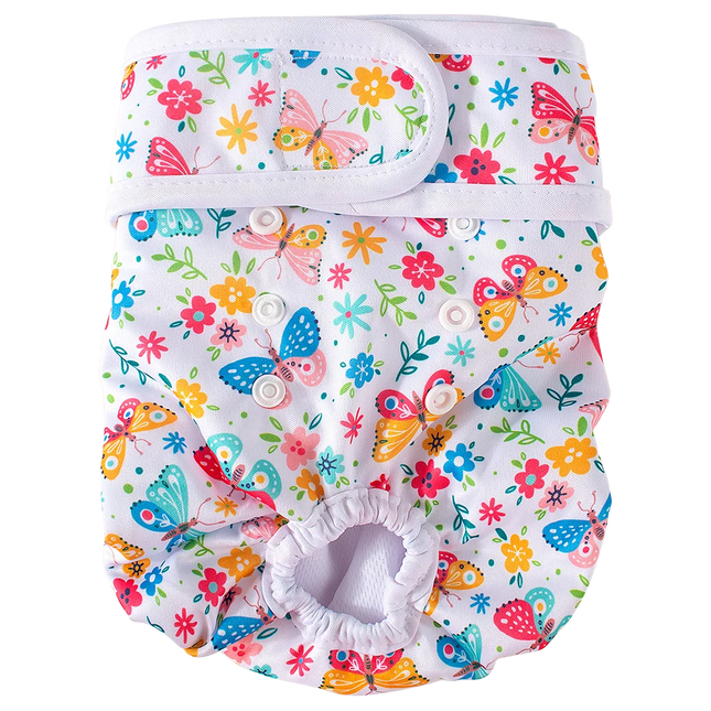 Washable Reusable Dog Diapers for Female Dogs-PUL Waterproof & Breathable,Multi-Layer Absorbent Core,Leak-Proof Tail Hole Design