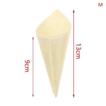 50pcs Cones Candy Boxes Disposable Wood Appetizer Cones Biodegradable Cone Veneer Roll Packaging Container Candy Cup