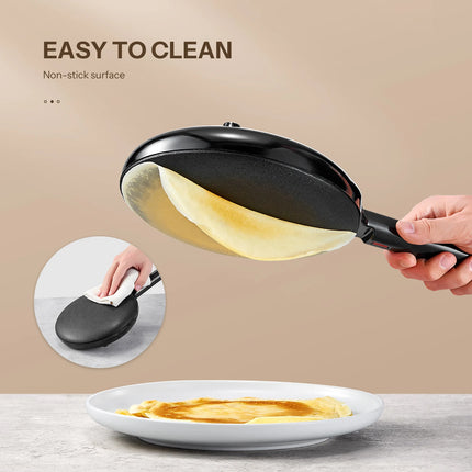 Electric Crepe Maker, 8 Inch Portable Crepe Maker Machine With Not-Stick Dipping Plate, Automatic Temperature Control
