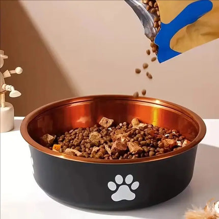 Non-Slip Stainless Steel Pet Dog Bowl - S/M/L, Gold or Brown for Dogs & Cats