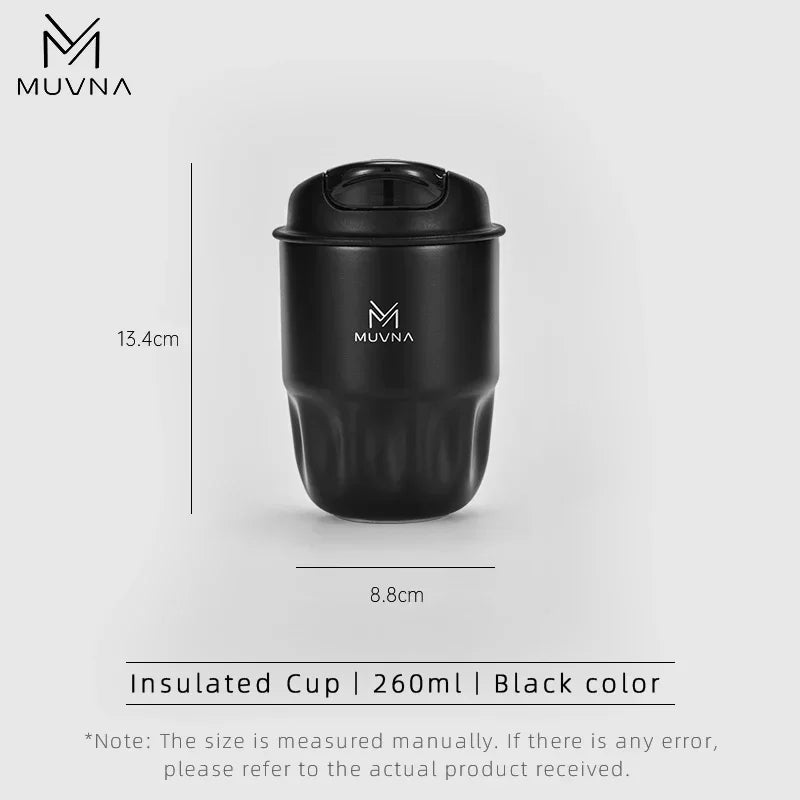 IN Stock MUVNA Coffee Insulated Cup, 260ML/450ML Outdoor Portable Ice Cup Travel Coffee Mug Spill Proof with Lid Car Thermos Cup
