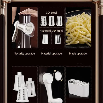 Vegetable Slicer Cutter Manual Drum Grater Multifunction Rotary Cheese Grater Kitchen Veggie Chopper Food Shredder Meat Grinder