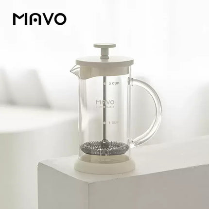MAVO Glass Milk Frother 450ml Portable Manual Glass Milk Whipper With Measurement Markings Milk Frothing Jug Frother Glass