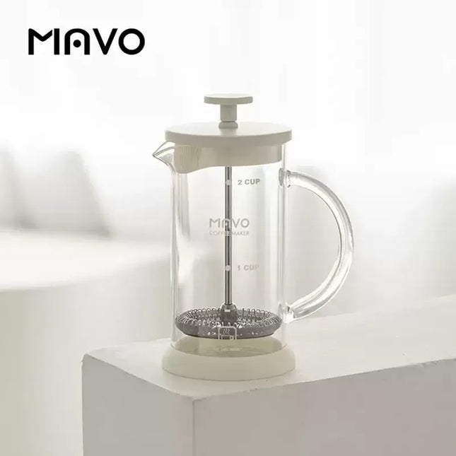 MAVO Glass Milk Frother 450ml Portable Manual Glass Milk Whipper With Measurement Markings Milk Frothing Jug Frother Glass